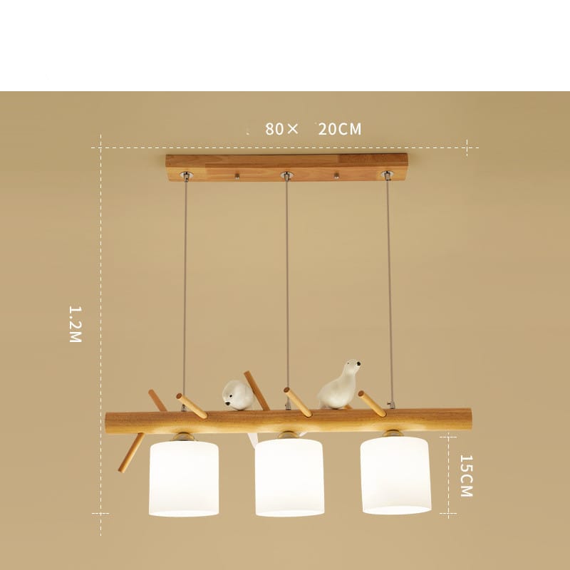 Led Bird Chandelier Japanese Log Lighting