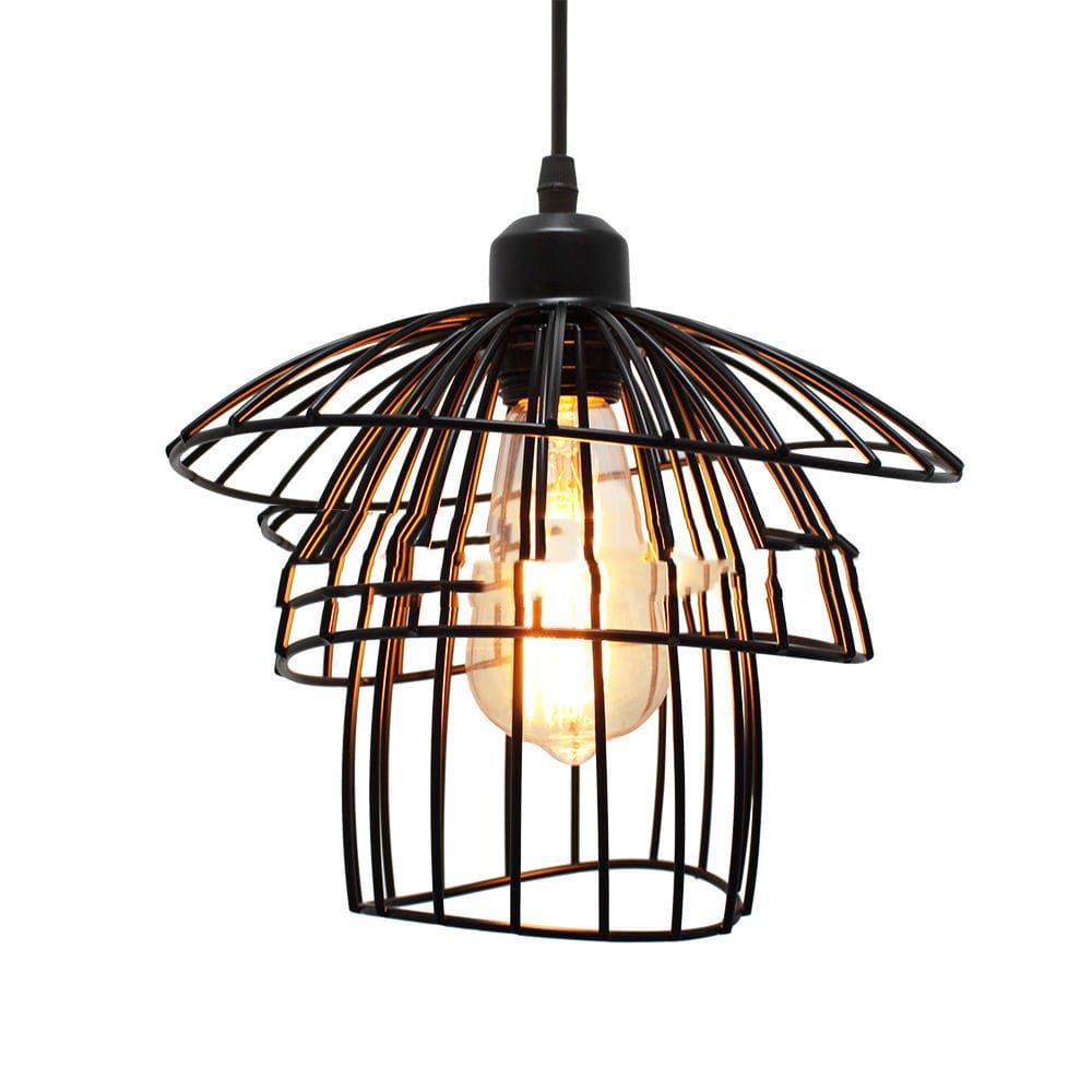 Nordic Chandelier Retro Iron Art Straw Hat Living Room