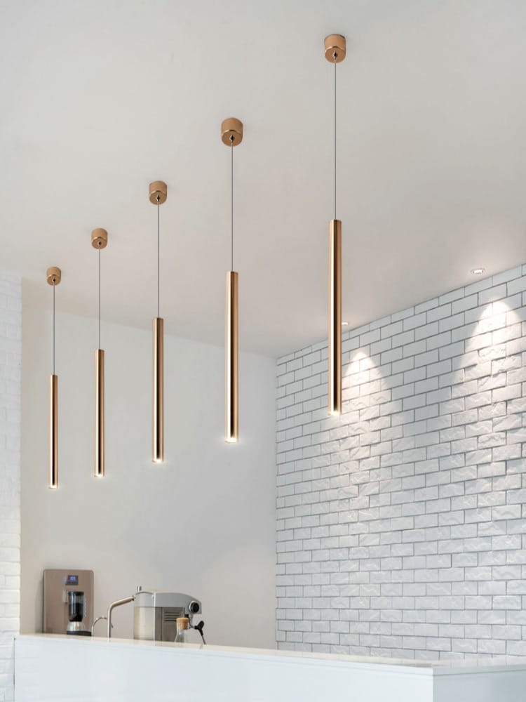 French Gold Long Cylindrical Chandelier