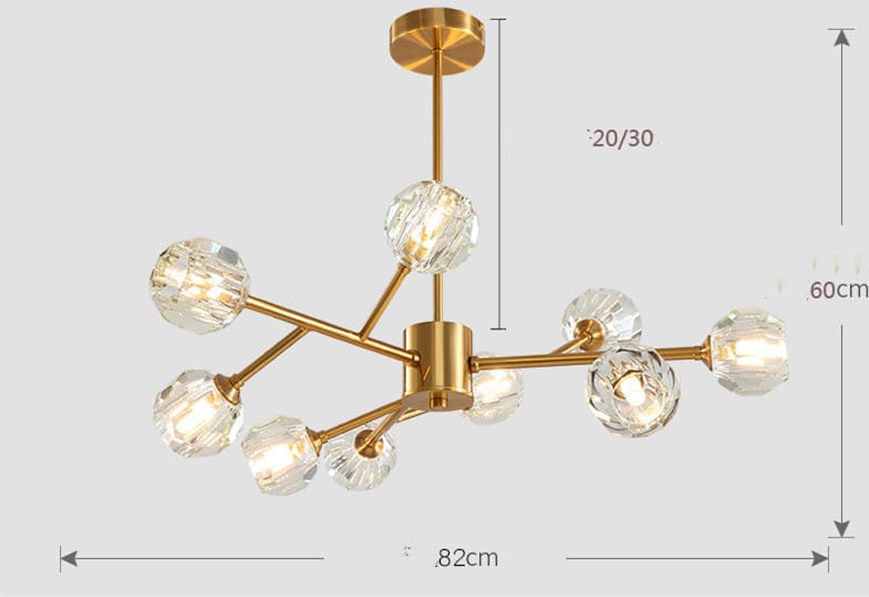 Nordic Chandelier Modern Simple Crystal All Copper Light