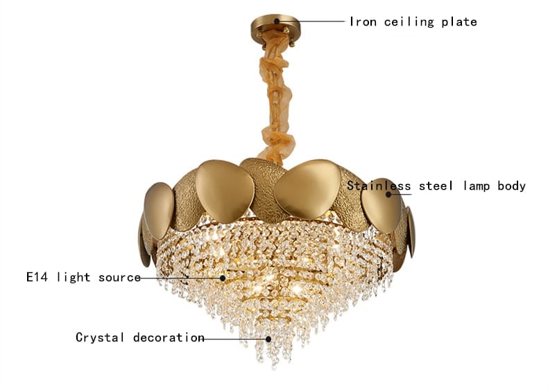 Stainless Steel Living Room Ceiling Crystal Chandelier