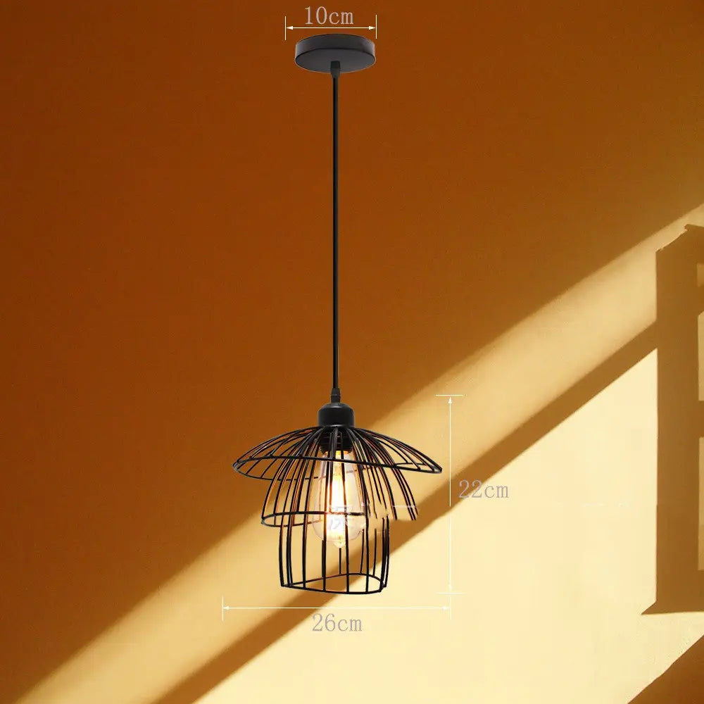 Nordic Chandelier Retro Iron Art Straw Hat Living Room