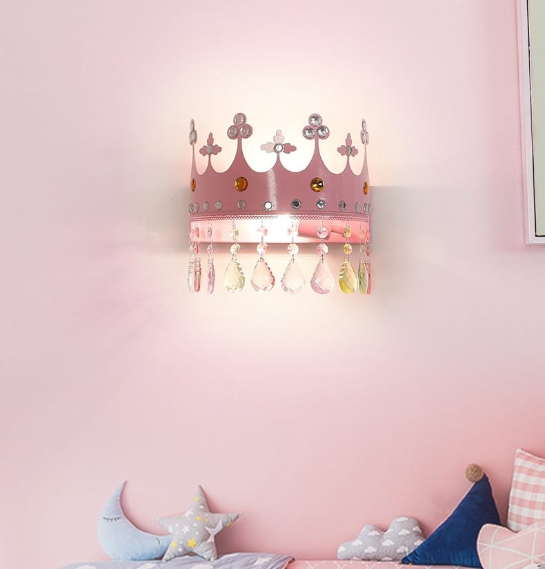 Nordic Led Crystal Chandelier Cartoon Crown Dimming