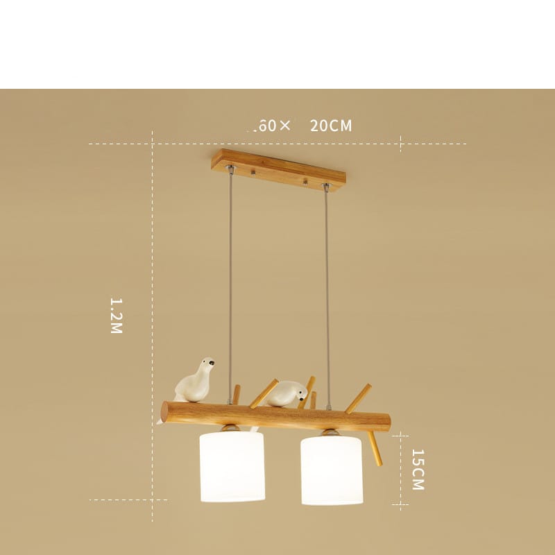 Led Bird Chandelier Japanese Log Lighting