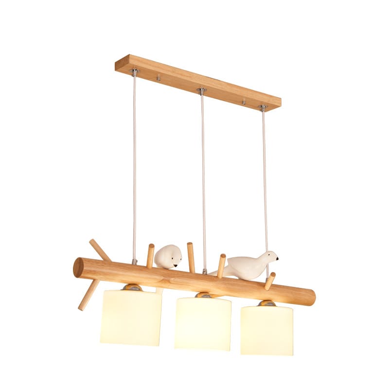 Led Bird Chandelier Japanese Log Lighting