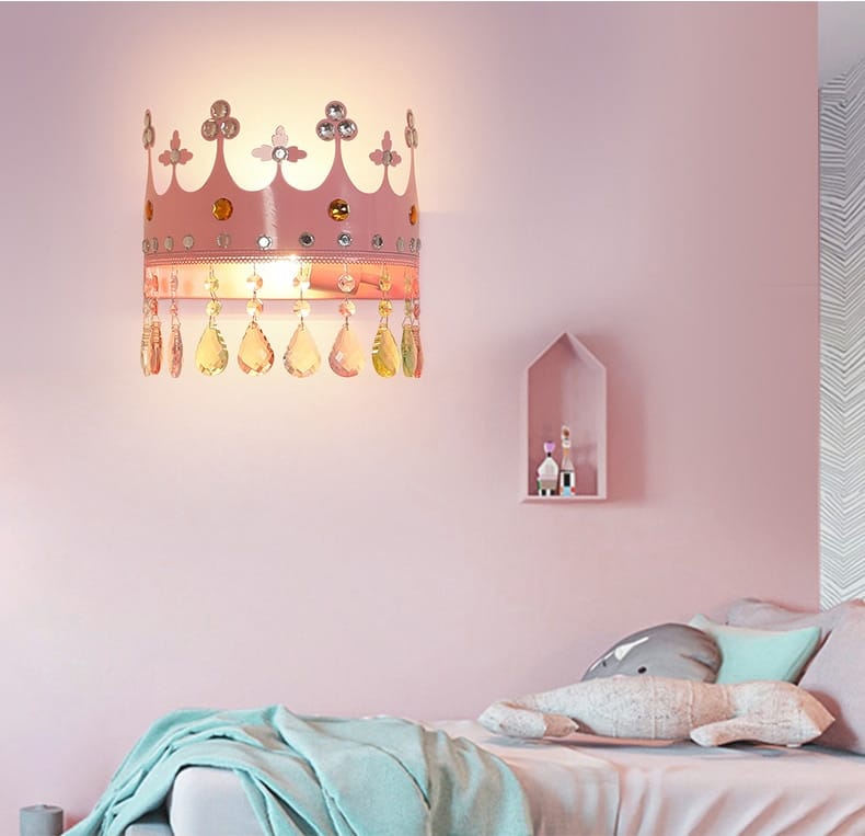 Nordic Led Crystal Chandelier Cartoon Crown Dimming