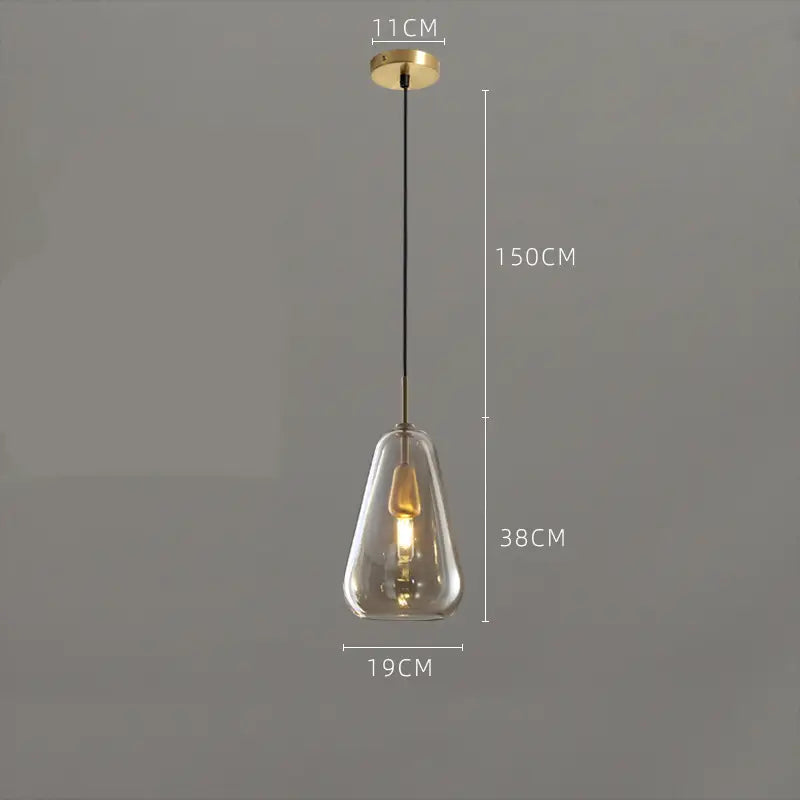 Long Line All Copper Ceiling Single Head Light Luxury Glass