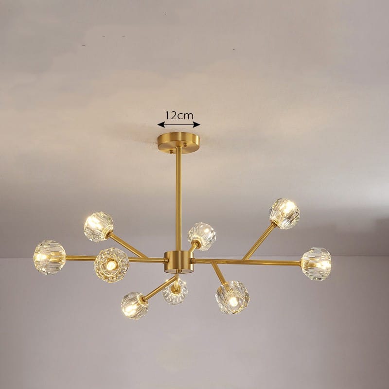 Nordic Chandelier Modern Simple Crystal All Copper Light