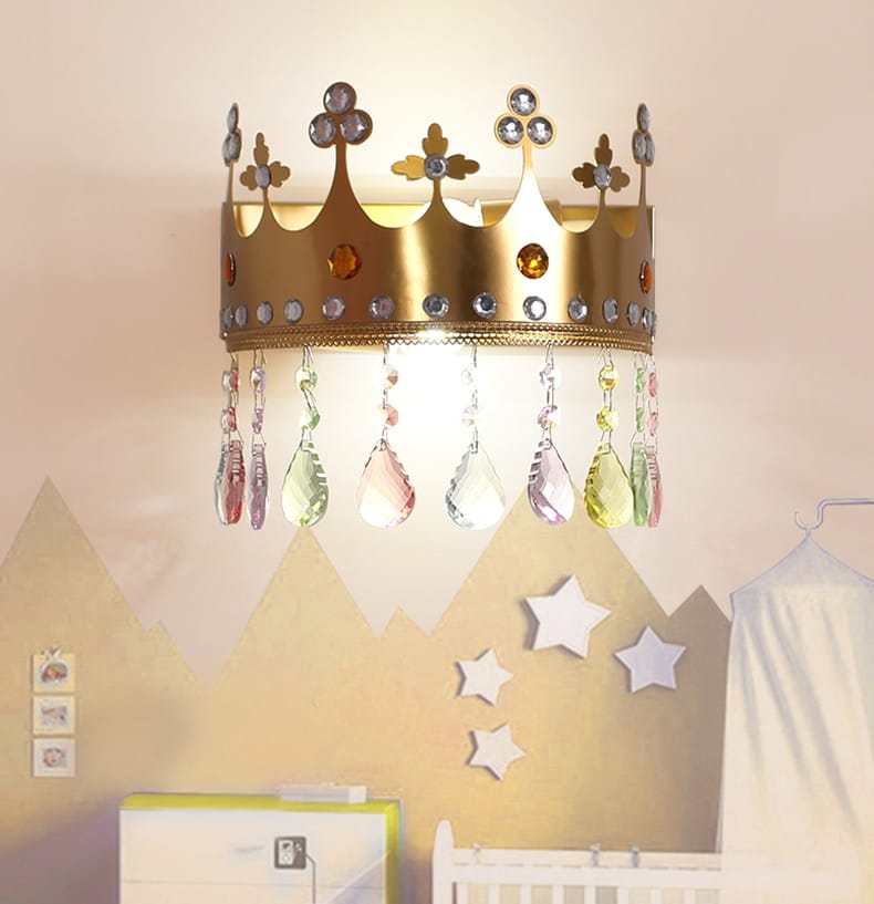 Nordic Led Crystal Chandelier Cartoon Crown Dimming
