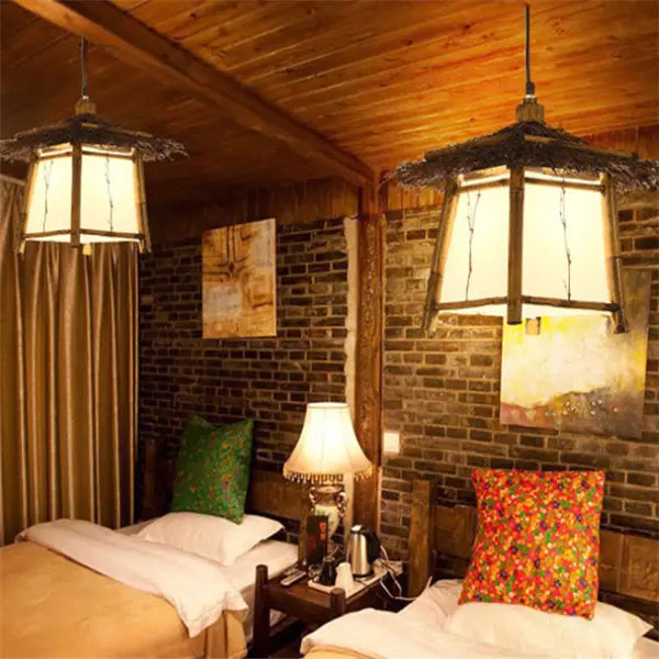 Bamboo and rattan chandelier