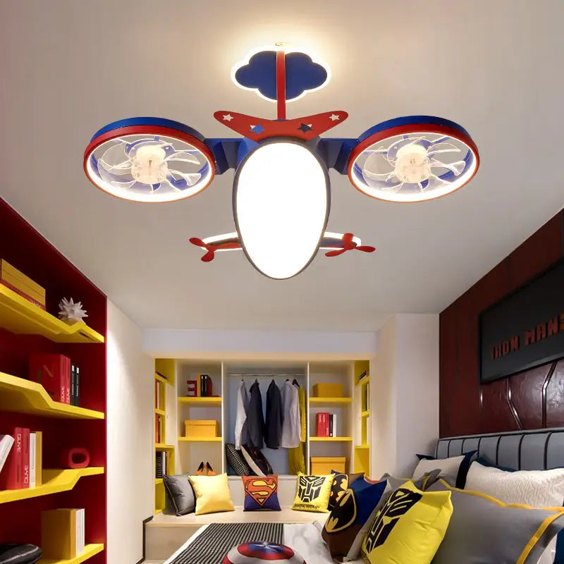 Cartoon Airplane Fan Lights In Children’s Room