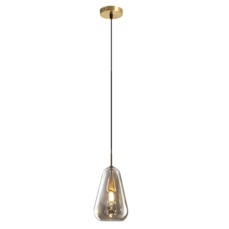 Long Line All Copper Ceiling Single Head Light Luxury Glass