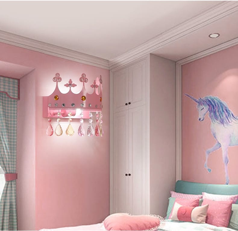 Nordic Led Crystal Chandelier Cartoon Crown Dimming