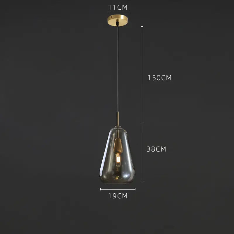 Long Line All Copper Ceiling Single Head Light Luxury Glass