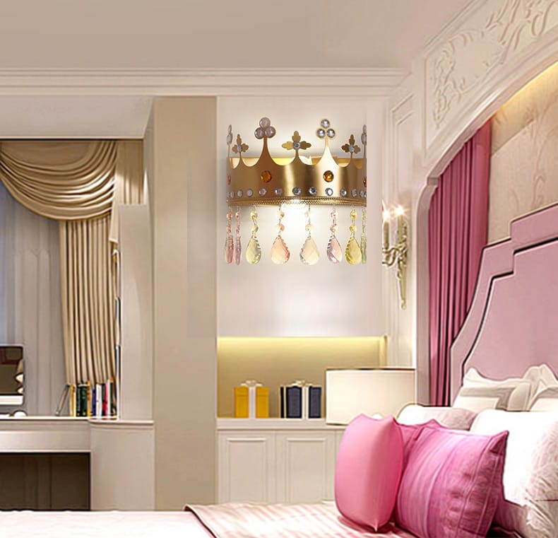 Nordic Led Crystal Chandelier Cartoon Crown Dimming