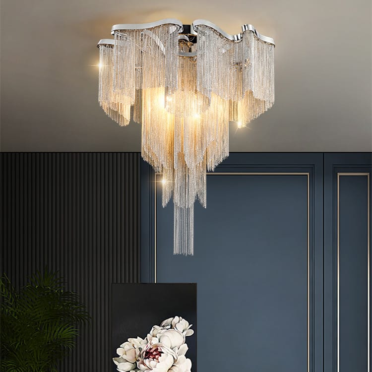 Nordic Light Luxury Tassel Aluminum Chain Living Room