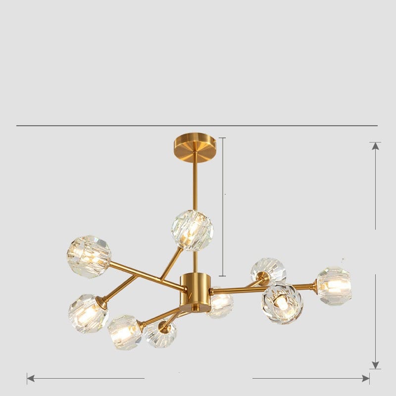 Nordic Chandelier Modern Simple Crystal All Copper Light