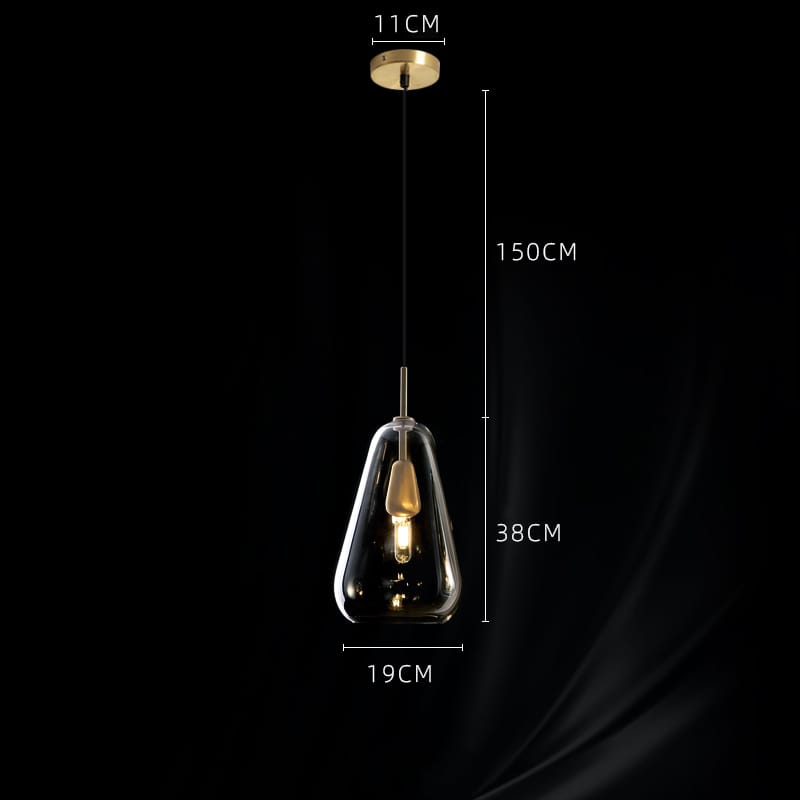 Long Line All Copper Ceiling Single Head Light Luxury Glass