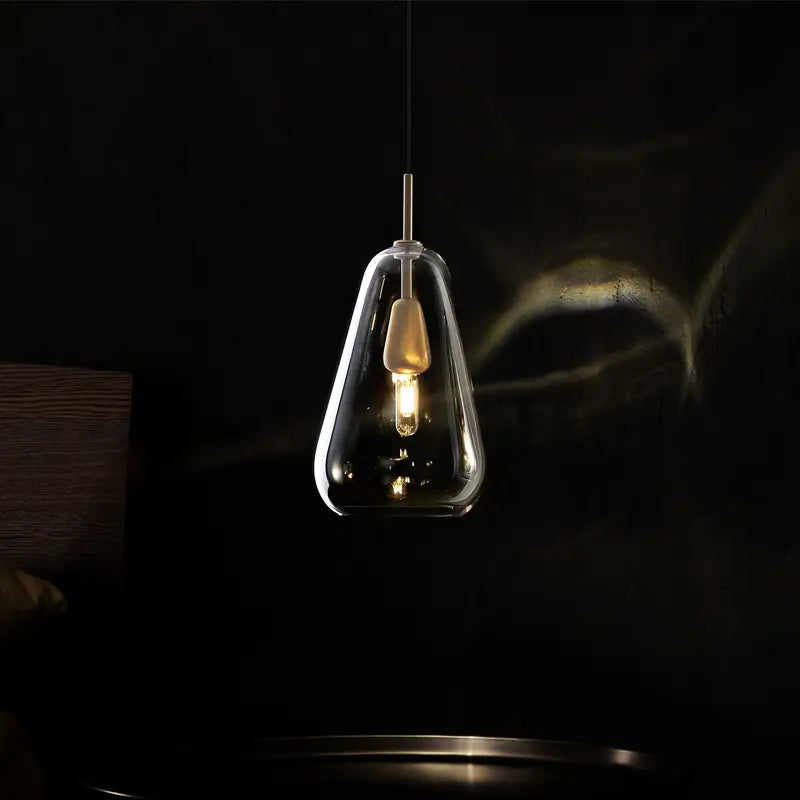 Long Line All Copper Ceiling Single Head Light Luxury Glass